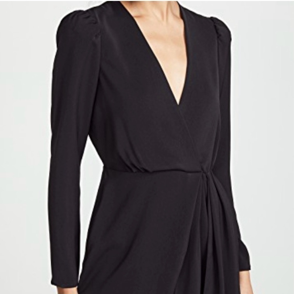 WAYF Banks Plunging Black Asymmetrical Mini Dress Size S - Picture 3 of 10